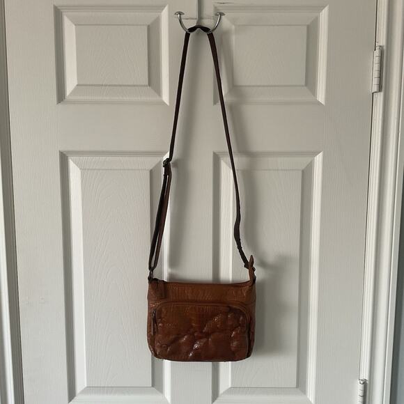 Jack Georges Bag Buffalo Leather Croc Hornback City Crossbody Zippered Handmade - Picture 2 of 7